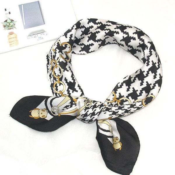 

scarves small square scarf ladies spring summer 70 european american style wild decoration imitation silk hairband fashion accessories, Blue;gray