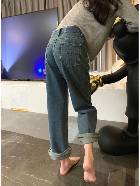 

loose wide leg women's spring and autumn thin high waist pants, Blue