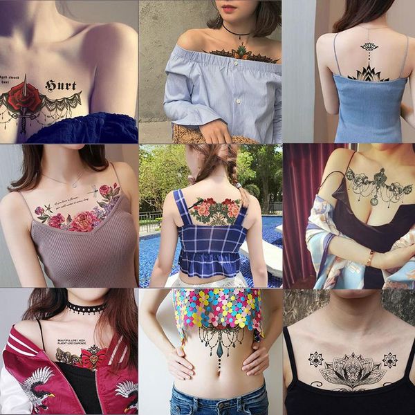 

temporary tattoos selling men and women color tattoo stick waterproof durable fashion style chest sternum sticker