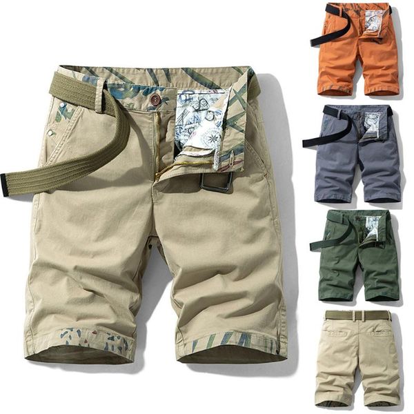 

men's shorts 2021 summer men cargo splicing straight short pants cotton casual loose jogger with zipper reddish, White;black