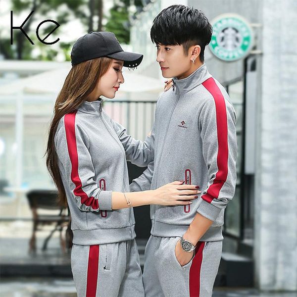 

ke couple sports suit 2021 spring and autumn tracksuit running two-piece long-sleeved sweater women's sportwear, White;black
