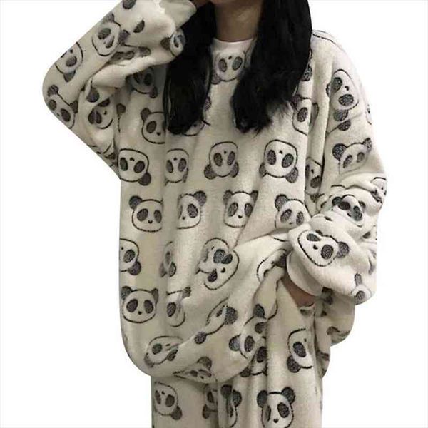 

autumn winter warm flannel womens sleepwears pyjamas sets thick coral velvet long sleeve cartoon sleepwear pajamas set girl, Black;red