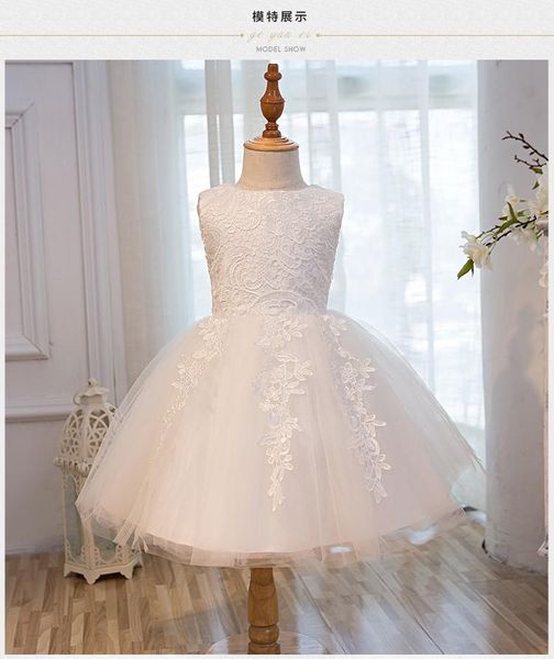 

girl's dresses 2021 summer white lace wedding dress first communion for girl birthday ball infant toddler pageant flower, Red;yellow