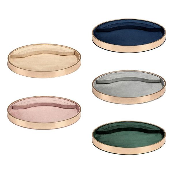 

jewelry pouches, bags fashion metal oval tray organizer storage rings bracelet holder showcase countershop store, Pink;blue