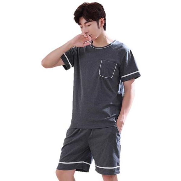 

plus size l-4xl men pajamas set summer short sleeve sleepwear male nightwear pijama for men suit homewear, Black;brown