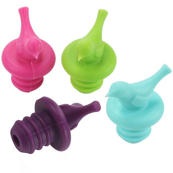 Multi-Farben Silikon-Vögel Rotwein-Stopper Flasche Top-Kappe Stopper Drink Saver Sealer Creative Mini Wines Werkzeugzubehör