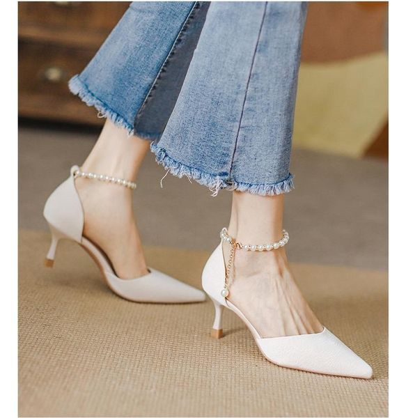 

dress shoes high heel sandal for women female shoe shallow mouth buckle strap 2021 summer high-heeled girls stiletto comfort closed beige ne, Black