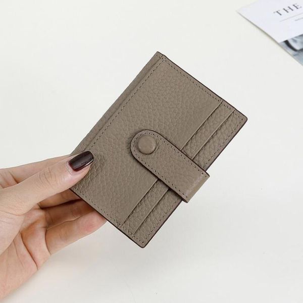 

card holders san maries orange gift box 100% genuine cow leather id holder candy color bank s multi slot slim case, Brown;gray