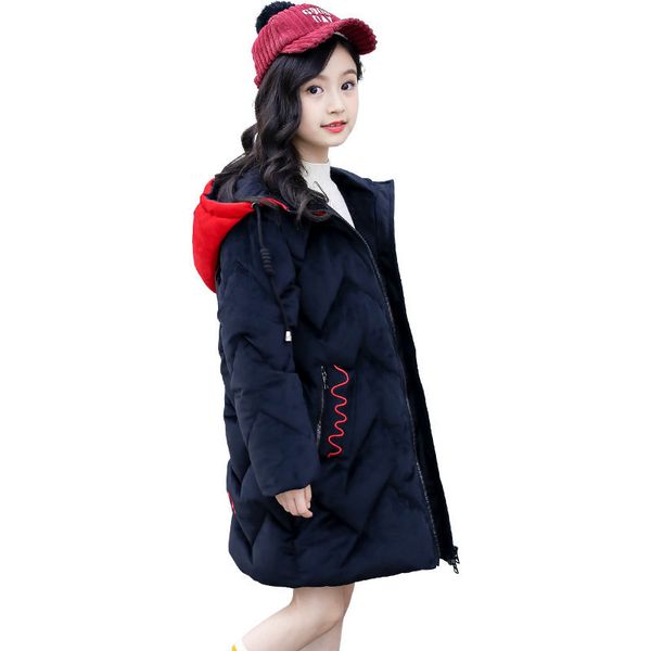 

2021 new winter jacket cotton-quilted children parkas teenage girl clothes fashion letters printing outerwear hooded sweaters pxdg, Blue;gray