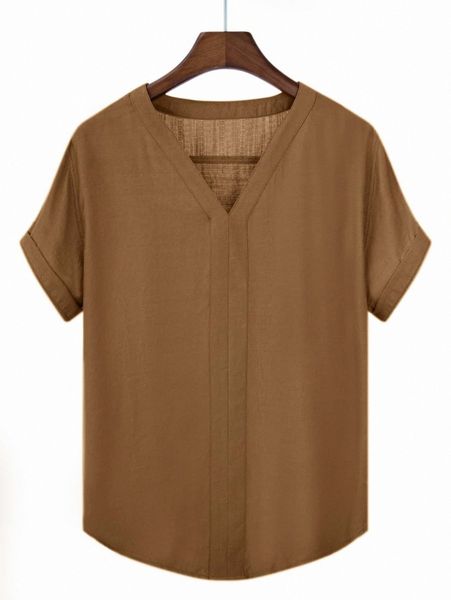 

men solid v-neck short sleeve k2kq#, White;black