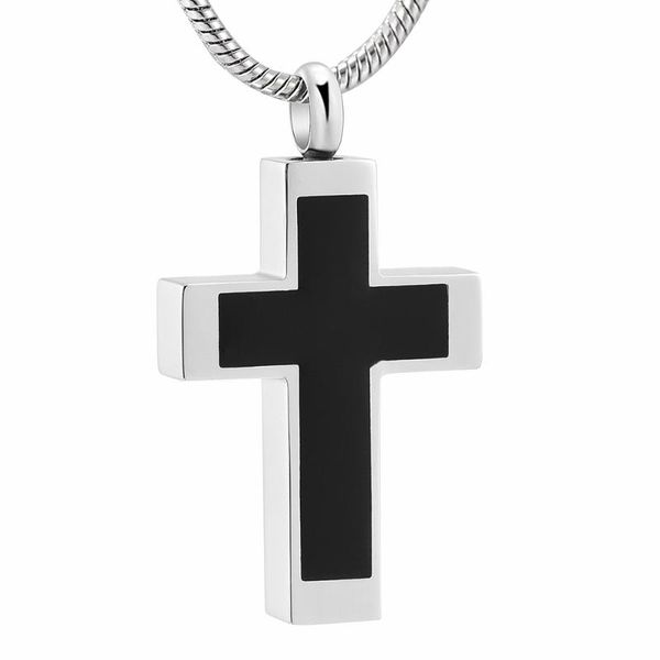 

pendant necklaces stainless steel memorial necklace cross cremation urn keepsake jewelry for ashes holder, Silver