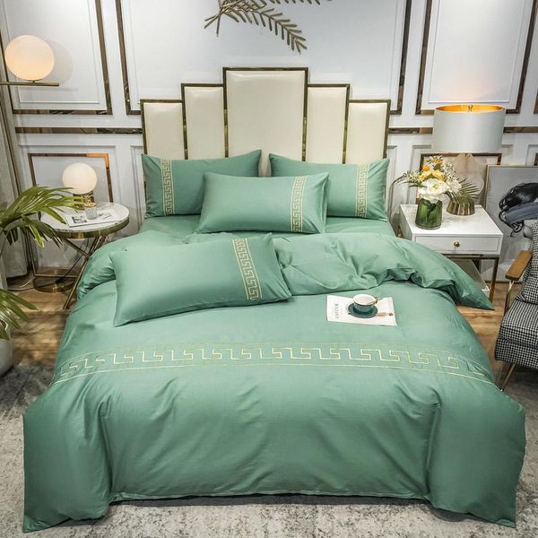 

bedding sets michiko european style simple solid color duvet cover all cotton embroidery eternal love series four piece set