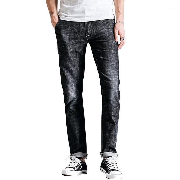 

arrivals men's loose straight jeans mens retro denim pants biker, Blue
