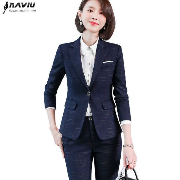 

spring business pants suit temperament formal long sleeve slim blazer and trousers office ladies fashion work wear 210604, White;black