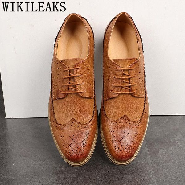 

dress shoes brogues oxford for men elegant party chaussures hommes en cuir luxe sapato social masculino, Black