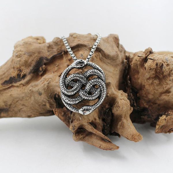 

pendant necklaces [316l stainless steel] fashion creative big magic domain double snake pendant, personalized lingering gift, Silver