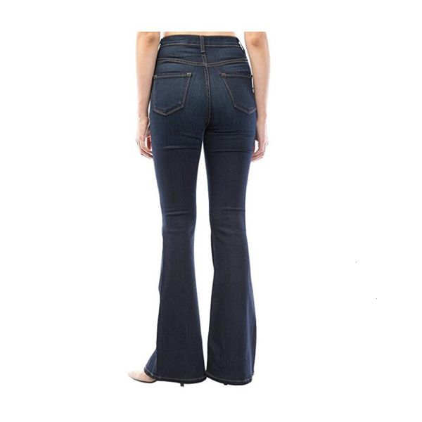 

hip hop jeans flared high waist elastic loose straight pants women's k, Blue