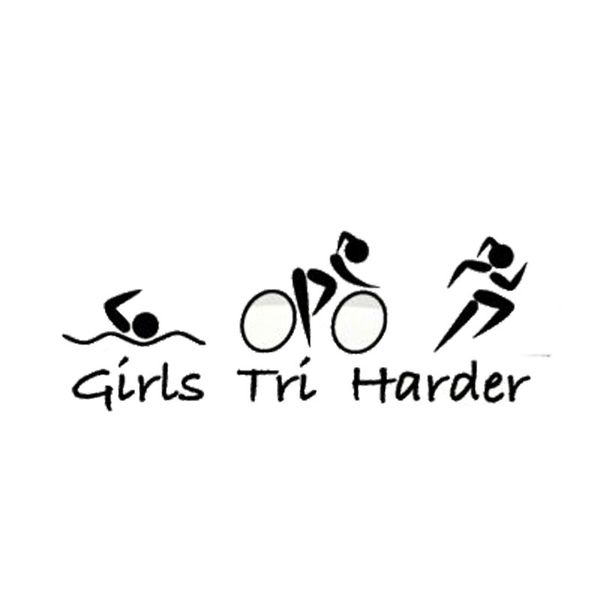

25.4cm*9.6cm funny triathlon girls tri harder vinyl car sticker s2-0401