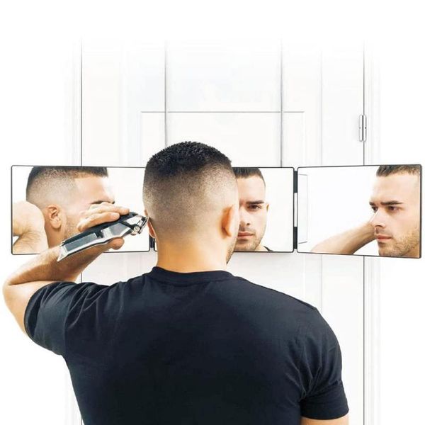 Espelhos espelho de maquiagem portátil retrátil pendurado três lados dobrável para corte de cabelo auto e estilizar ferramenta de corte de cabelo DIY