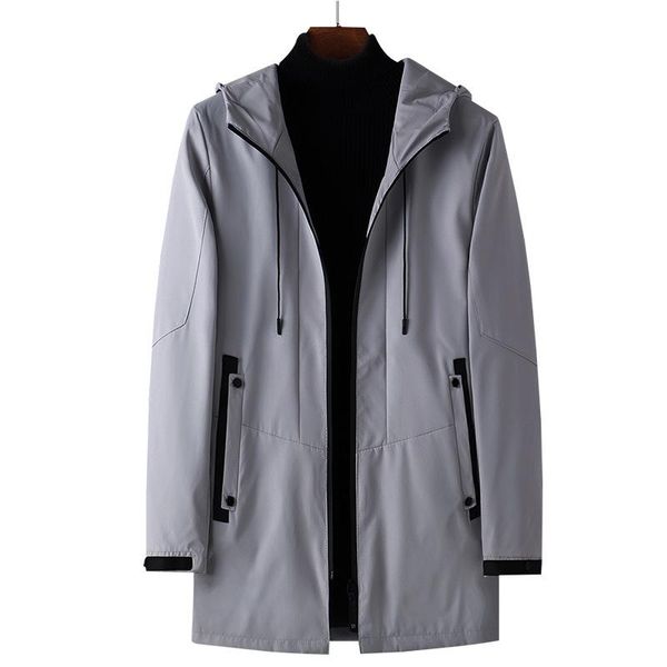 

men's trench coats 2021 spring mid long casual jacket korean windbreaker, Tan;black