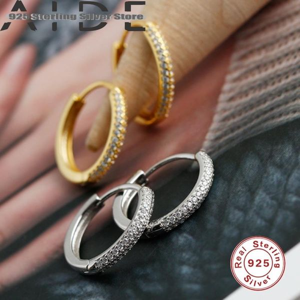 

hoop & huggie aide earrings 925 sterling silver ear buckle women hoops for party jewelry, Golden;silver