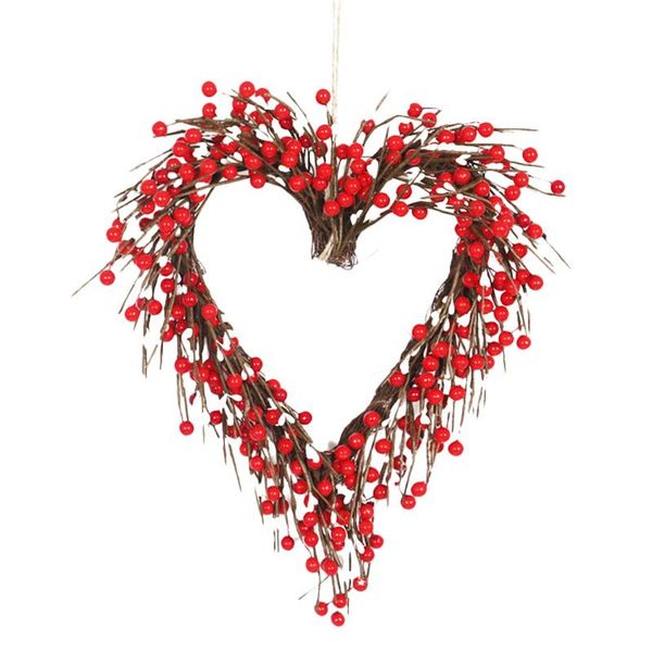 

valentine's day wreath red berries heart shaped wreaths for front door wall window wedding party farmhouse home decor