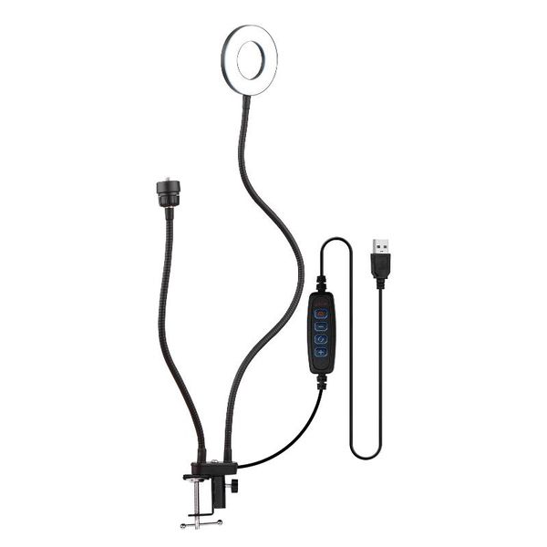 

flash heads 3.5-inch led ring light 5w 3800k-6800k dimmable with adjustable stand 1/4 mount adapter table clamp video pogrpahy lighting