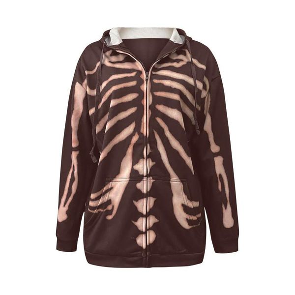 

women's hoodies & sweatshirts y2k aesthetic skeleton zip up hoodie 90s vintage graphic printed zipper closure e-girl spring autumn, Black