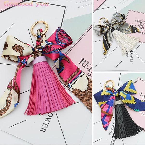 

keychains ribbon bow tassel keyring korean pu keychain backpack pendant female fashion bag accessories charms girsl gifts, Silver