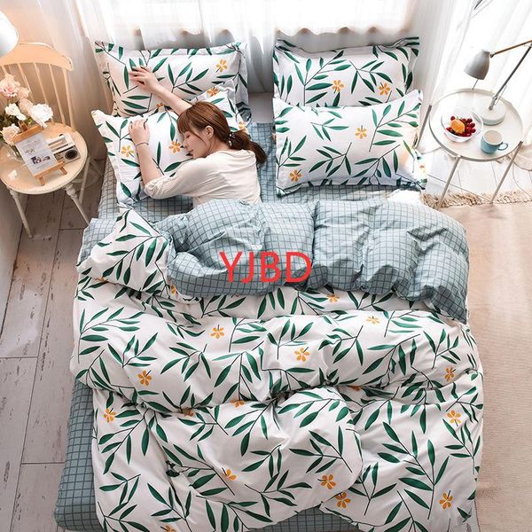 

bedding sets yjbd 2021 four-piece sanded aloe cotton quilt cover student dormitory bed sheets three-piece home textile  size set