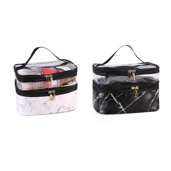 

cosmetic bags & cases 831a marble pattern makeup travel double layer cosmetics portable storage case for women girls reusable toiletry organ
