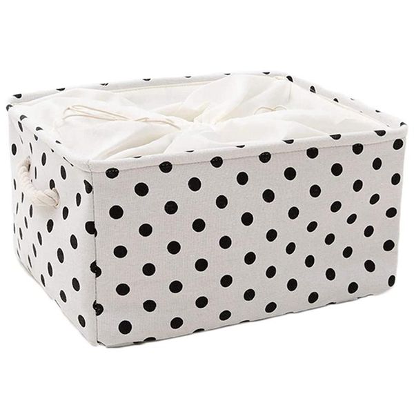 

storage baskets large capacity bin with drawstring closure, collapsible fabric basket organizer cotton rope
