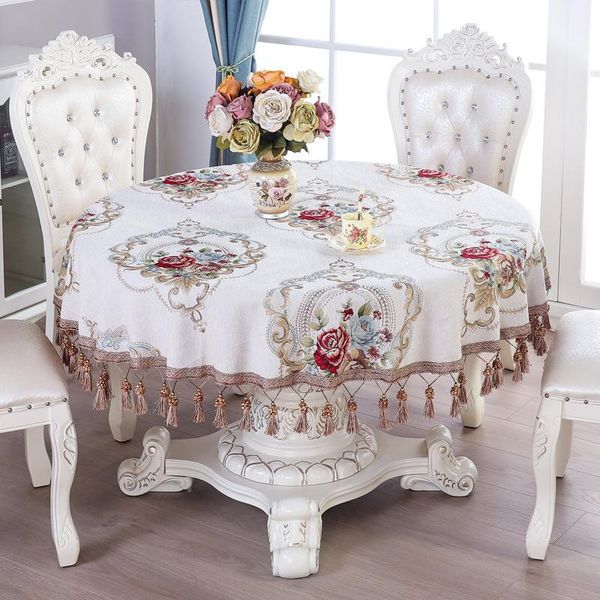 

amared cotton and linen material round printing for home deskdecoration tablecloth cover towel