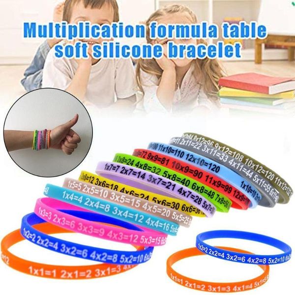 

bangle soft silicone 12pcs/set multiplication tables bracelet math wristband teaching education aids learn preschool toy for k3y7, Black