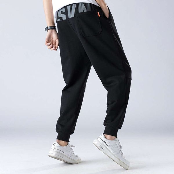 

2021 korean fashion loose legged sports pants men's fashion wide leg leisure pants small legged pants, Black