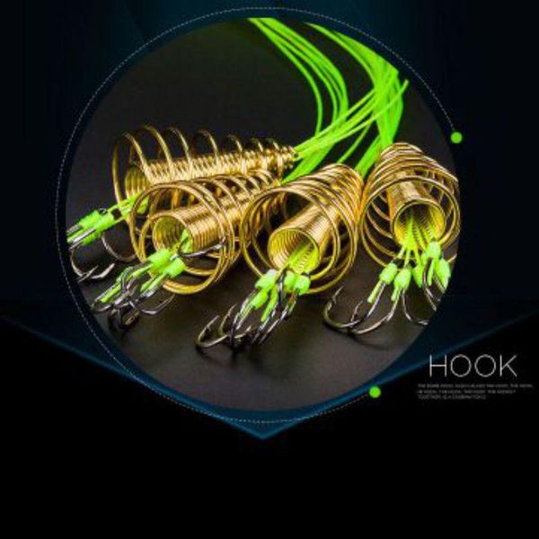 

fishing hooks hook with stainless steel feathers 4 pcs/lot lure bait trap feeder cage sharp