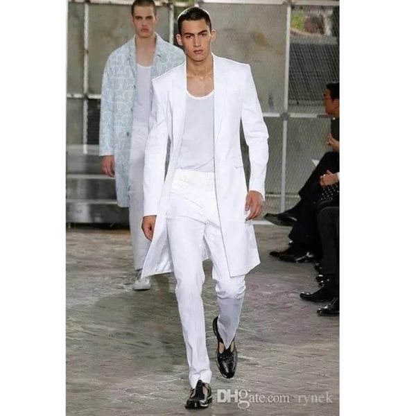 

men's suits & blazers dilun fashion white long for wedding costume homme terno masculino slim fit business groom tuxedos prom party 2 p, White;black