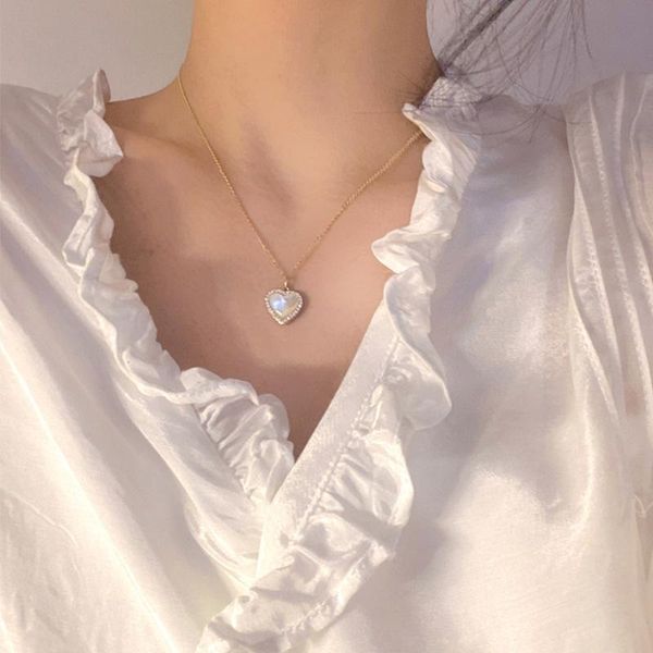 Anhänger Halsketten Einfache Süße Romantische Herzförmige Mode Damen Halskette Hals Kette Schlüsselbein Choker Versprechen Mädchen