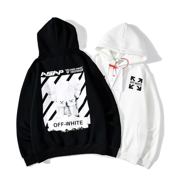 

2020 off sesame street arrow hooded velvet for men and women1, Black