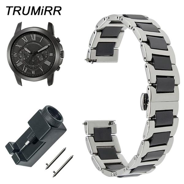 

watch bands ceramic + stainless steel band for q tailor gazer founder wander crewmaster grant marshal quick release wrist strap, Black;brown