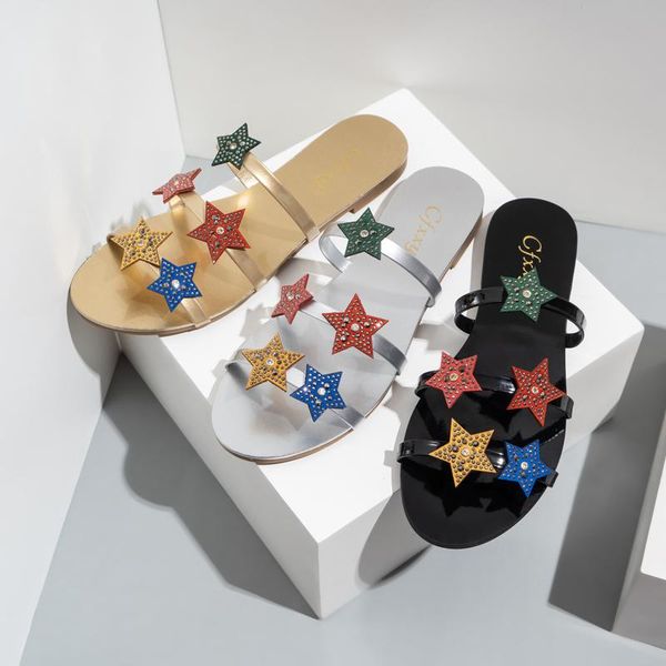

slippers women's shoes woman summer 2021 fashion spring sandals flip flops flop beach shoe for sabot comfortable sliders, Black
