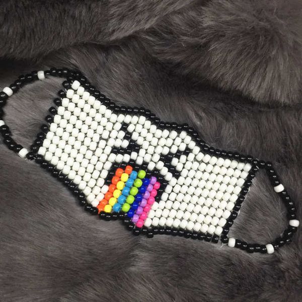 

edm rainbow marshmallow beaded mask