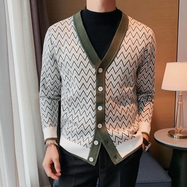 

men's sweaters british knitted jacket men cardigan v-neck long sleeve slim fit streetwear 2021 autumn casual knit sweater clothing, White;black