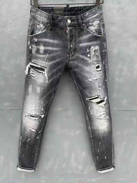

european italy brand men slim jeans pants men biker denim jeans straight trousers hole black button pants for 051, Blue