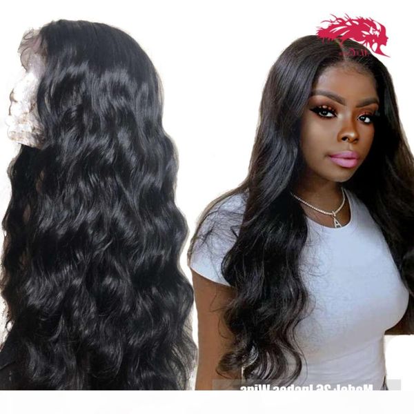 

brazilian loose wave lace front wig 13x4 with pre-plucked hairline 130% 150% density virgin remy human hair wigs, Black;brown