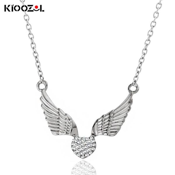 

pendant necklaces kioozol charm crystal heart angel wing rose gold silver color choker for women statement jewelry 2021 trend 530 ko5