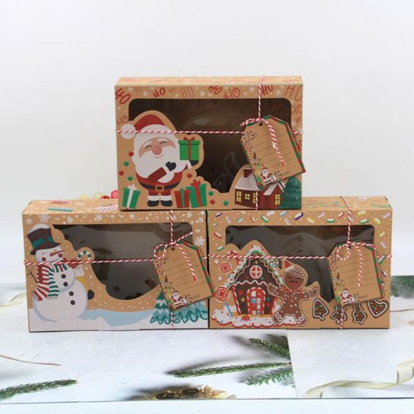 

gift wrap 12pcs/pack christmas cookie boxes bakery european style kraft paper box large candy