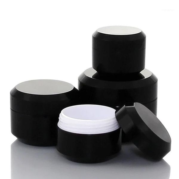 

storage bottles & jars 20pcs/lot 5g/10g/15g/30g empty cream jar plastic cosmetic packaging bottle black eyeshadow makeup pot