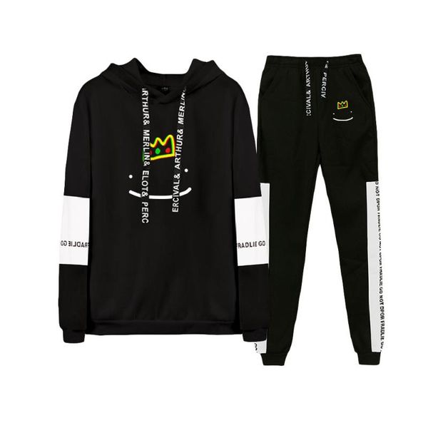

men's hoodies & sweatshirts ranboo merch two piece set tracksuit hoodie+sweatpants women men suit harajuku streetwear dreamwastaken c, Black