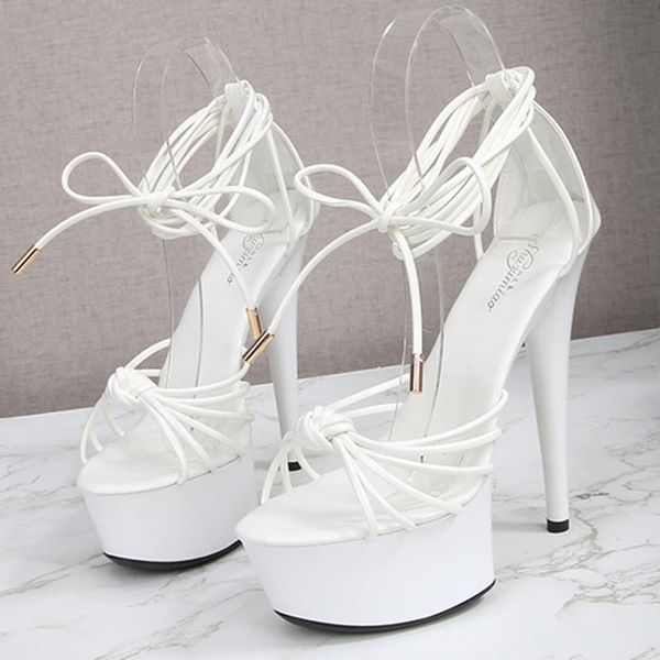 

sandals women 13cm15cm stiletto heels nightclub super high heel fish mouth shoes, Black